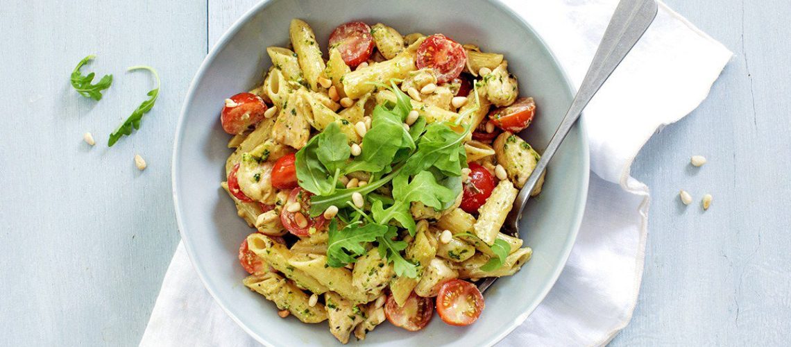 Pasta pesto met kip