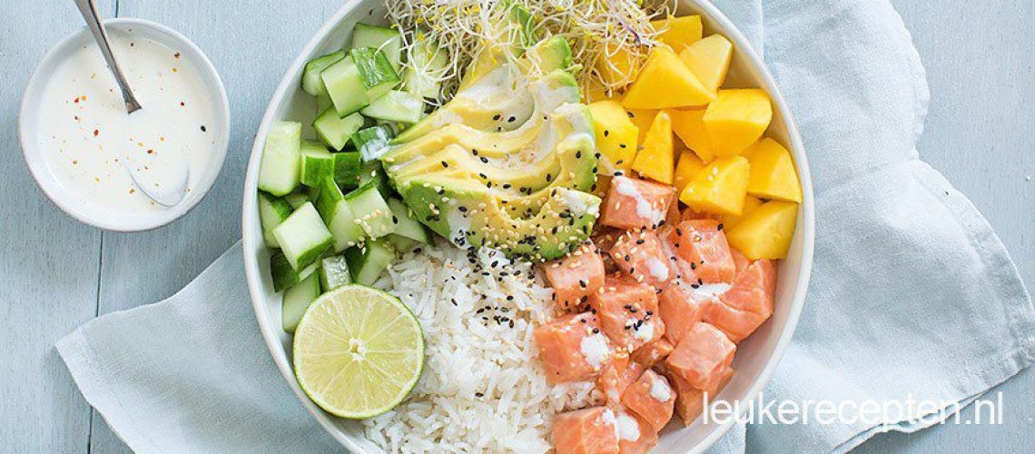 Pokebowl met zalm recept